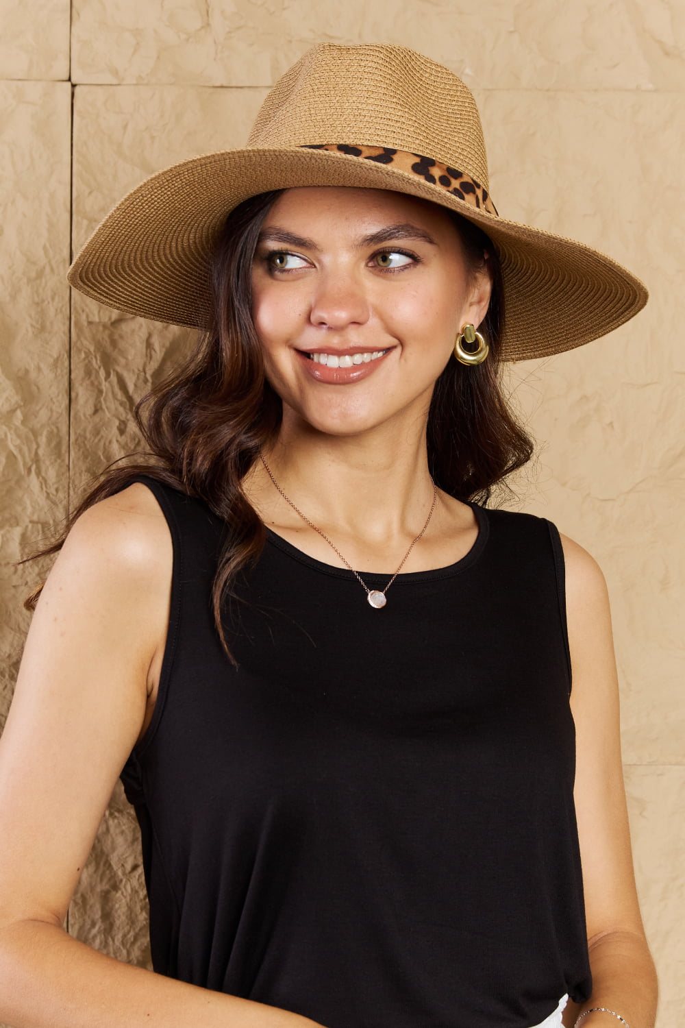 Honeybee Mumford's Wild One Leopard Ribbon Straw Hat