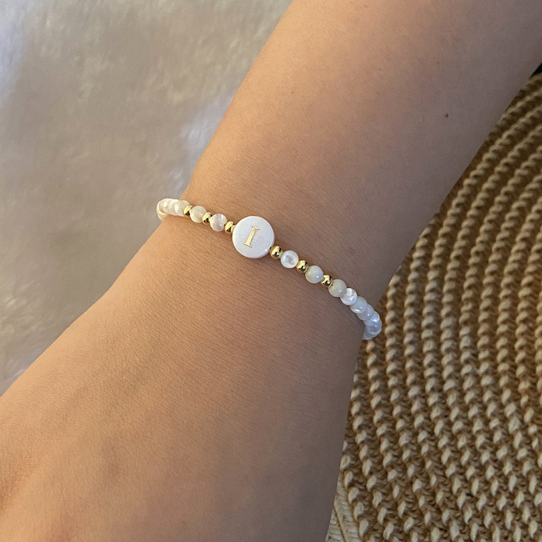 Honeybee Mumford's Shell Letter Bead Bracelet