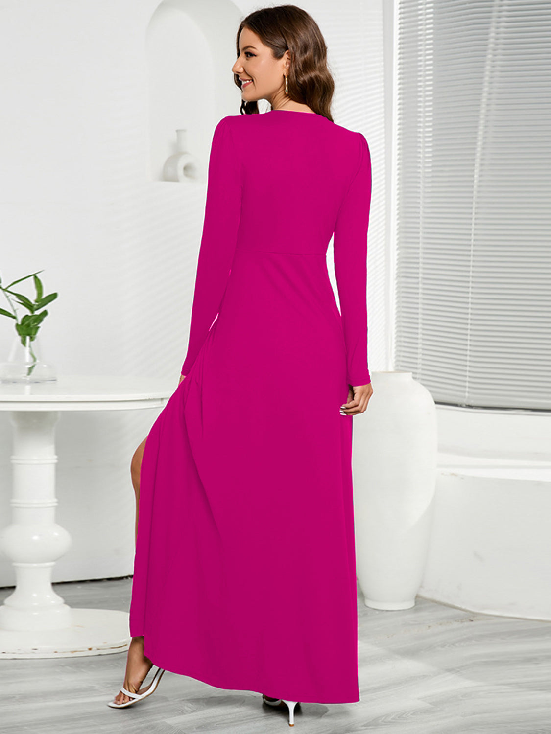 Honeybee Mumford's V-Neck Long Sleeve Split Dress