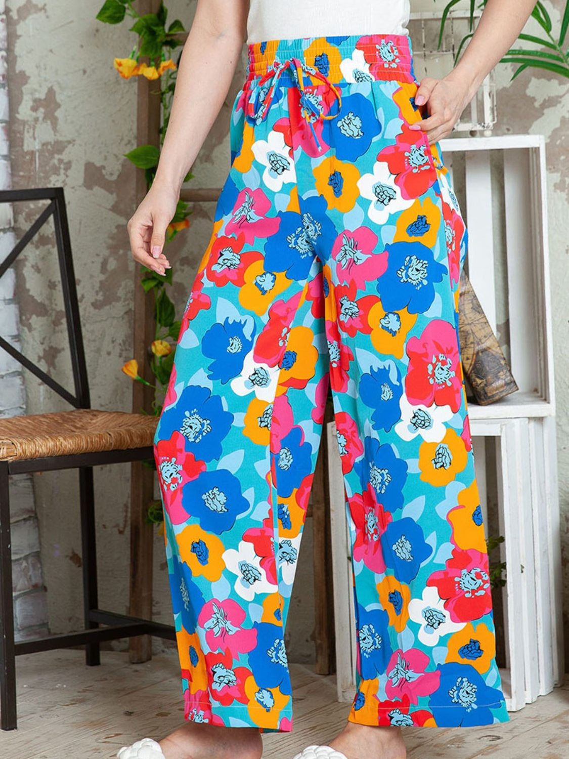 Honeybee Mumford's Printed Drawstring Wide Leg Pants