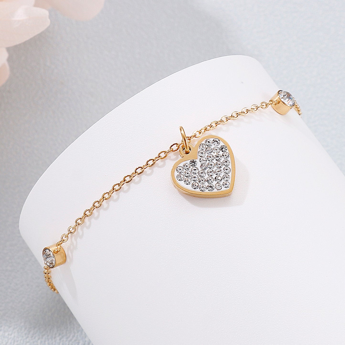 Honeybee Mumford's Inlaid Rhinestone Heart Bracelet