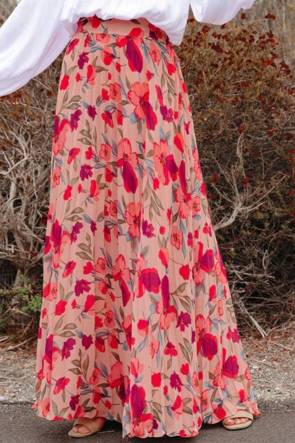 Honeybee Mumford's Printed Elastic Waist Pleated Maxi Skirt