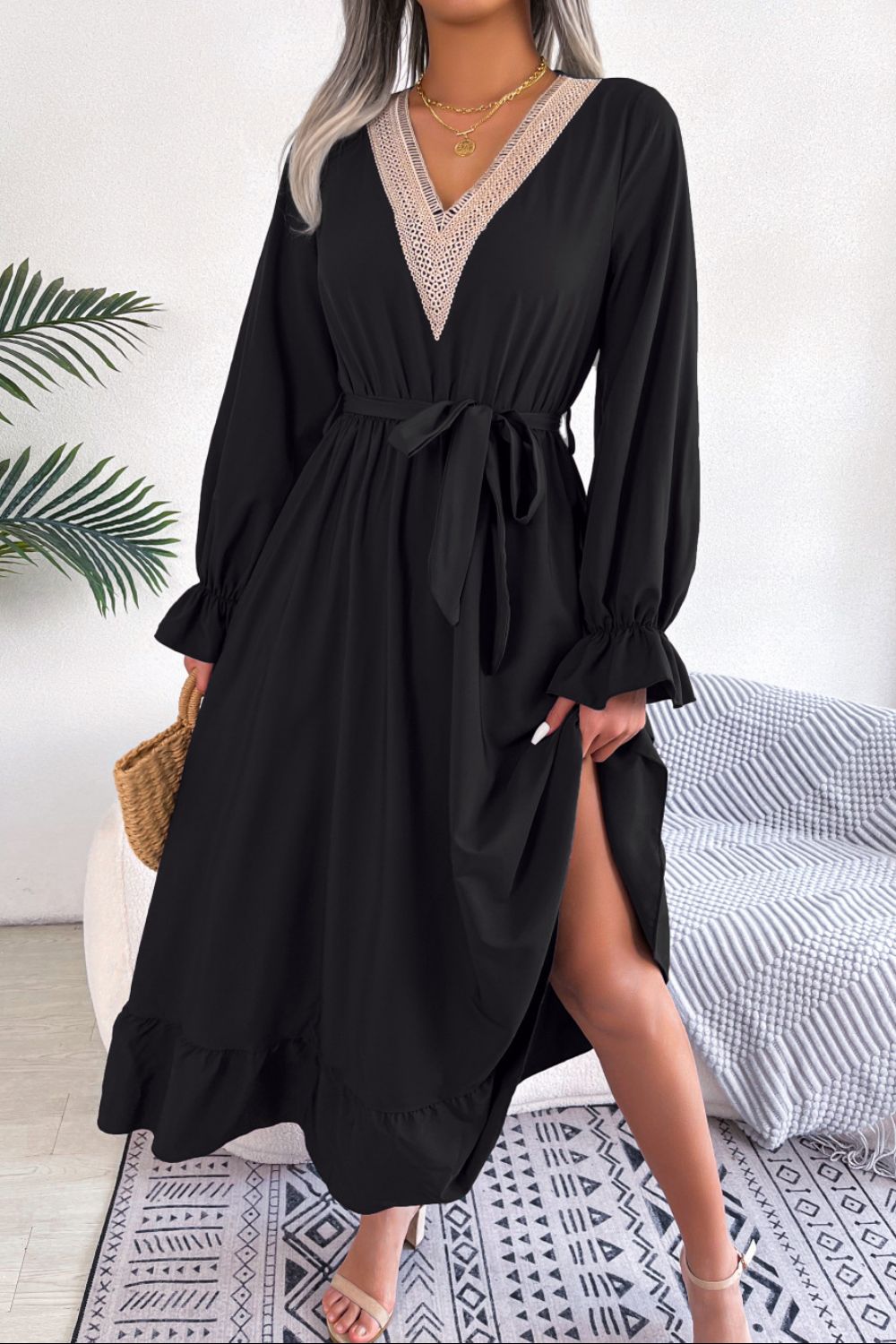 Honeybee Mumford's Long Sleeve Dress w/ Contrast Belted