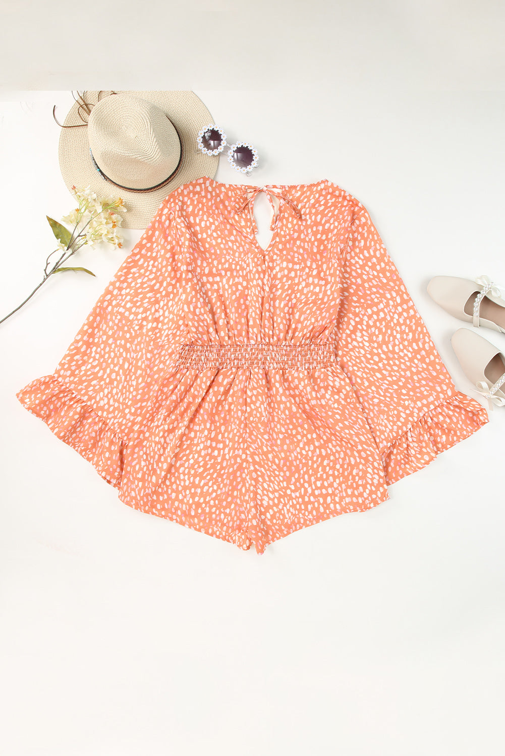 Honeybee Mumford's Orange Animal Spotted Print Romper