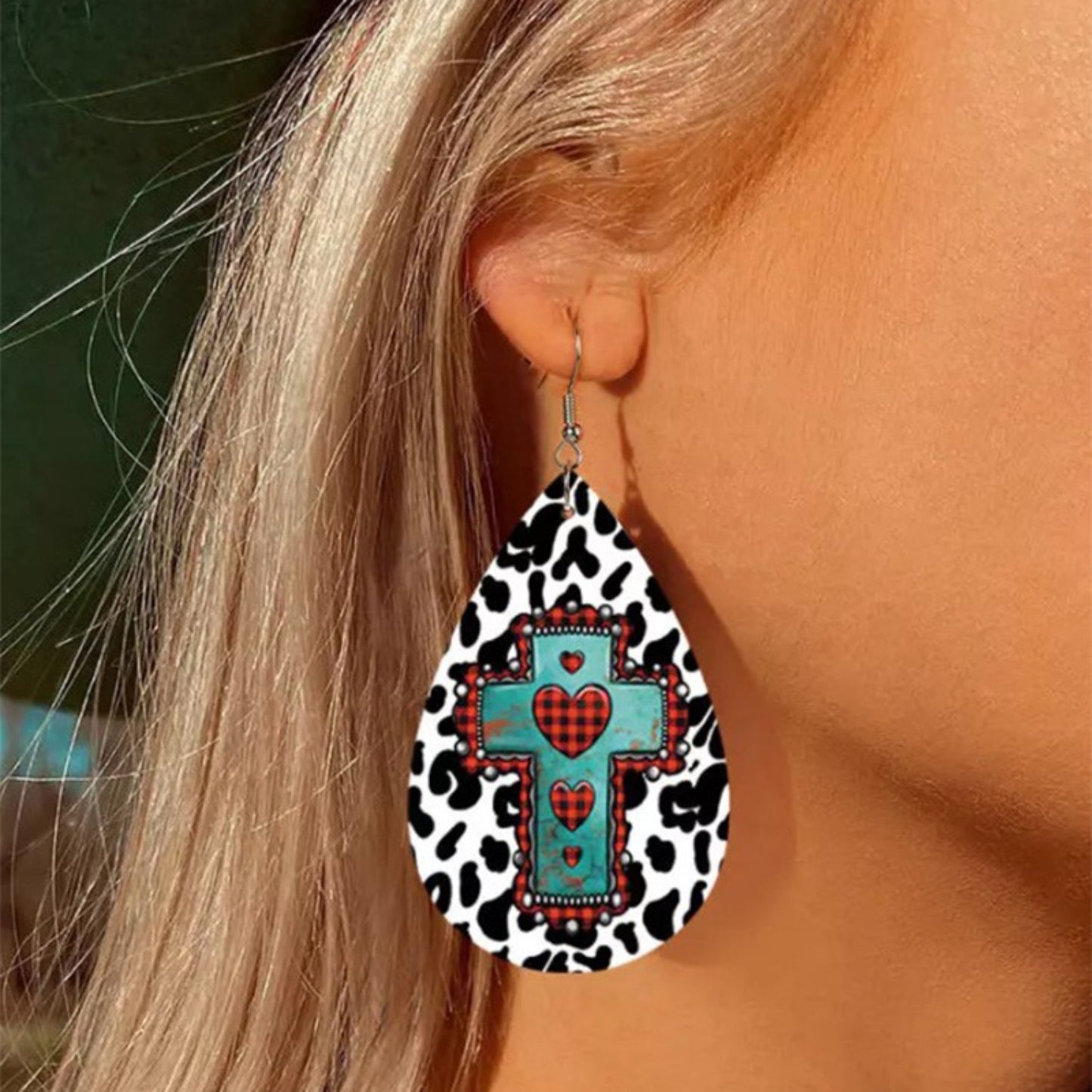 honeybee Mumford's Leather Iron Hook Teardrop Earrings