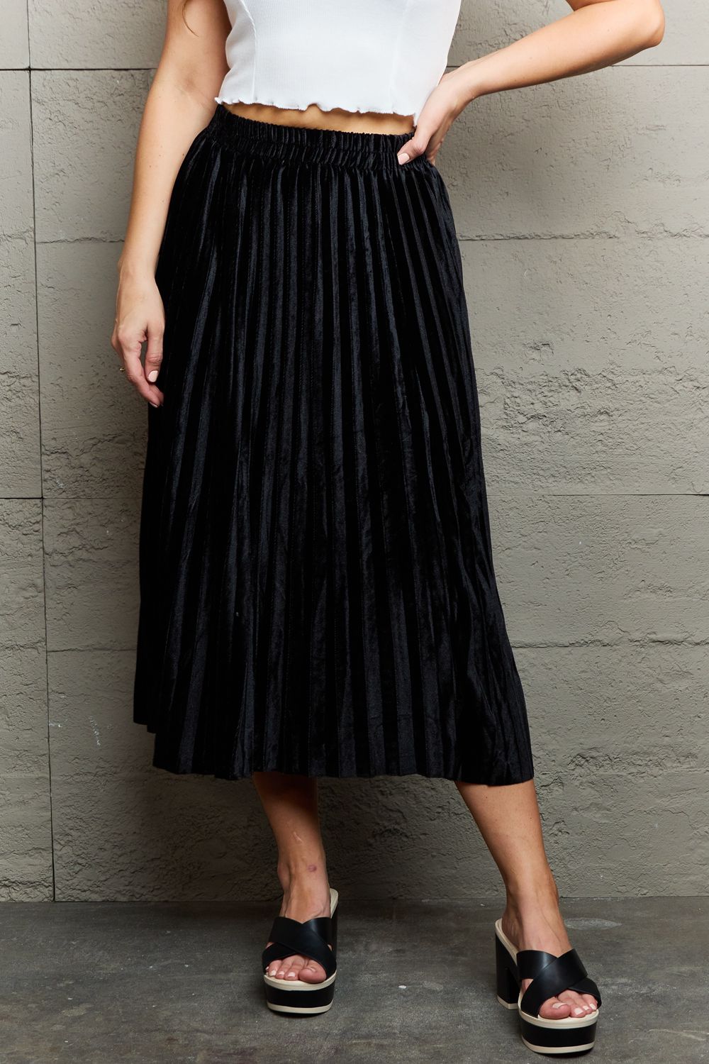 Honeybee Mumford's Accordion Pleated Flowy Midi Skirt