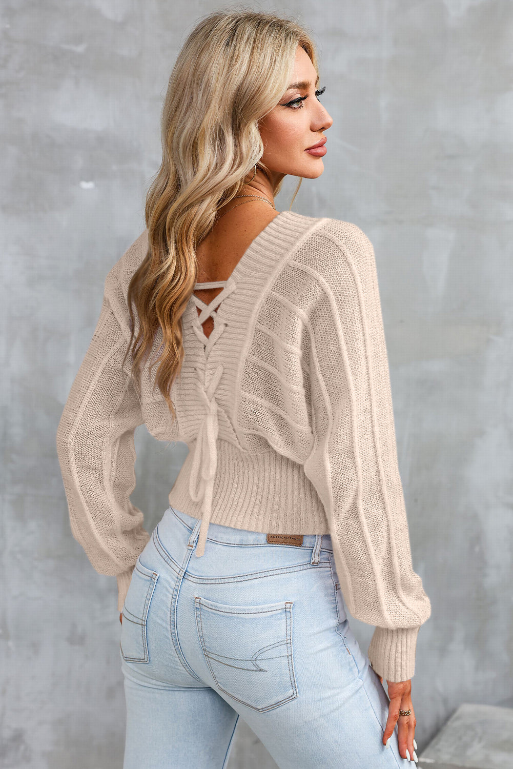 Honeybee Mumford's Surplice Neck Lace-Up Sweater