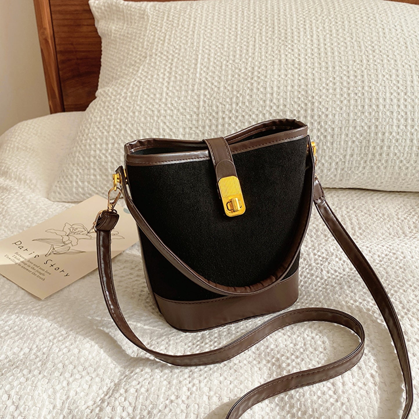 Honeybee Mumford's Leather Bucket Crossbody Bag