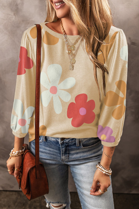 Honeybee Mumford's Flower Round Neck Long Sleeve Blouse