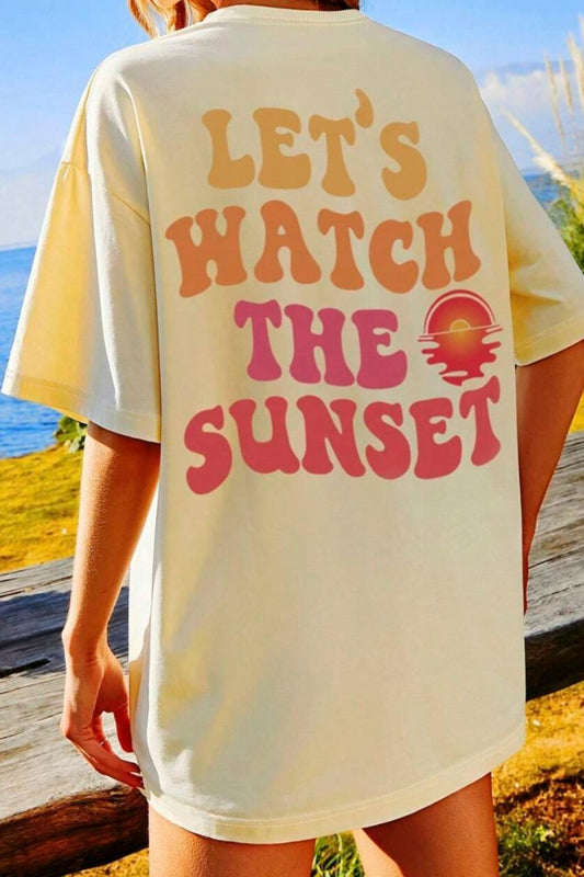 Honeybee Mumford's LET'S WATCH THE SUNSET Round Neck T-Shirt