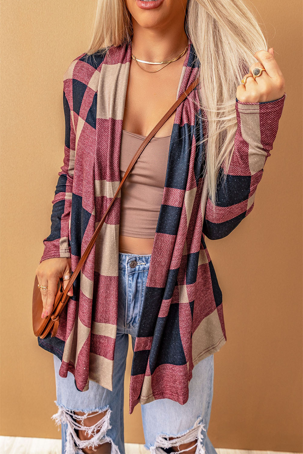 Honeybee Mumford's Plaid Open Front Cardigan