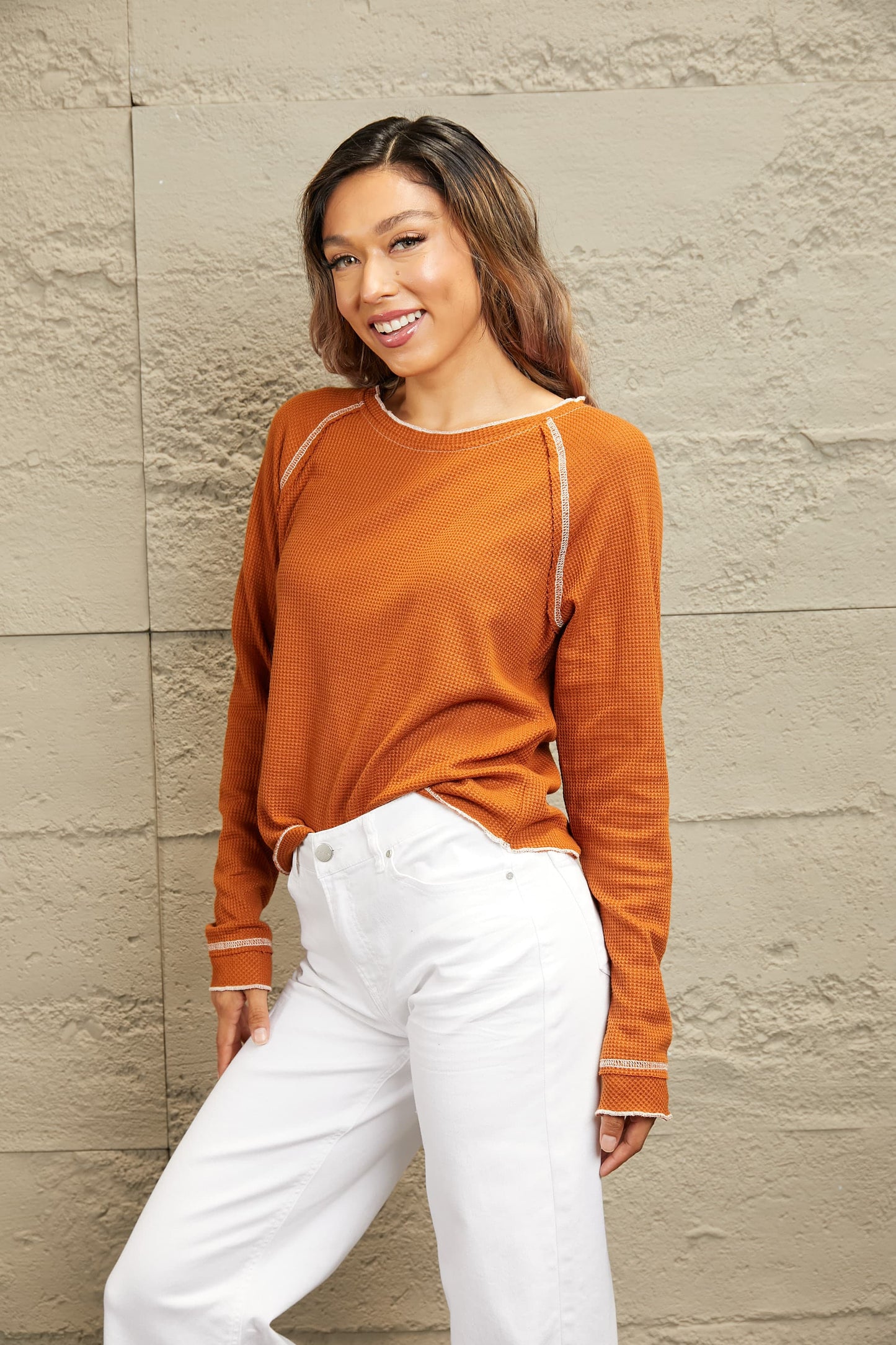 Honeybee Mumford's Long Raglan Sleeve Round Neck Top