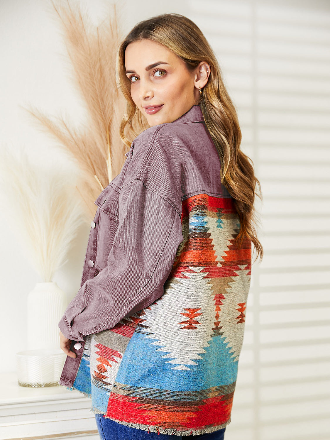 Honeybee Mumford's Dropped Shoulder Long Sleeve Printed Denim Jacket