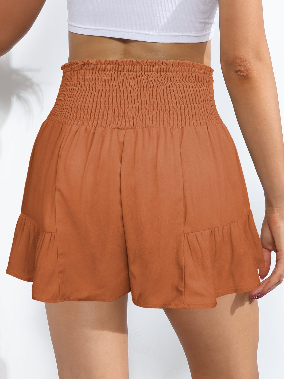 Honeybee Mumford's Smocked Tie-Front High-Rise Shorts