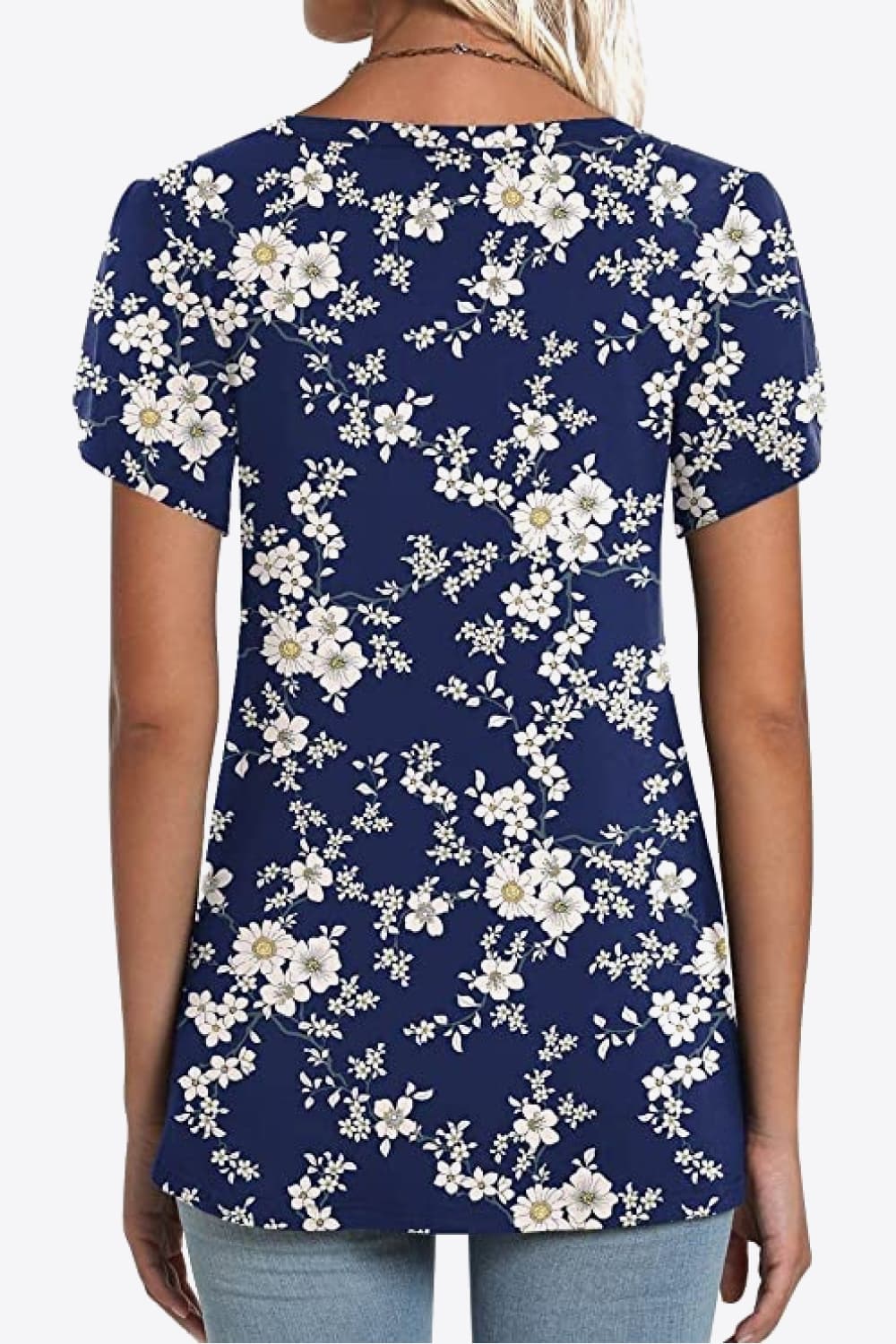 Honeybee Mumford's Printed Petal Sleeve V-Neck Blouse