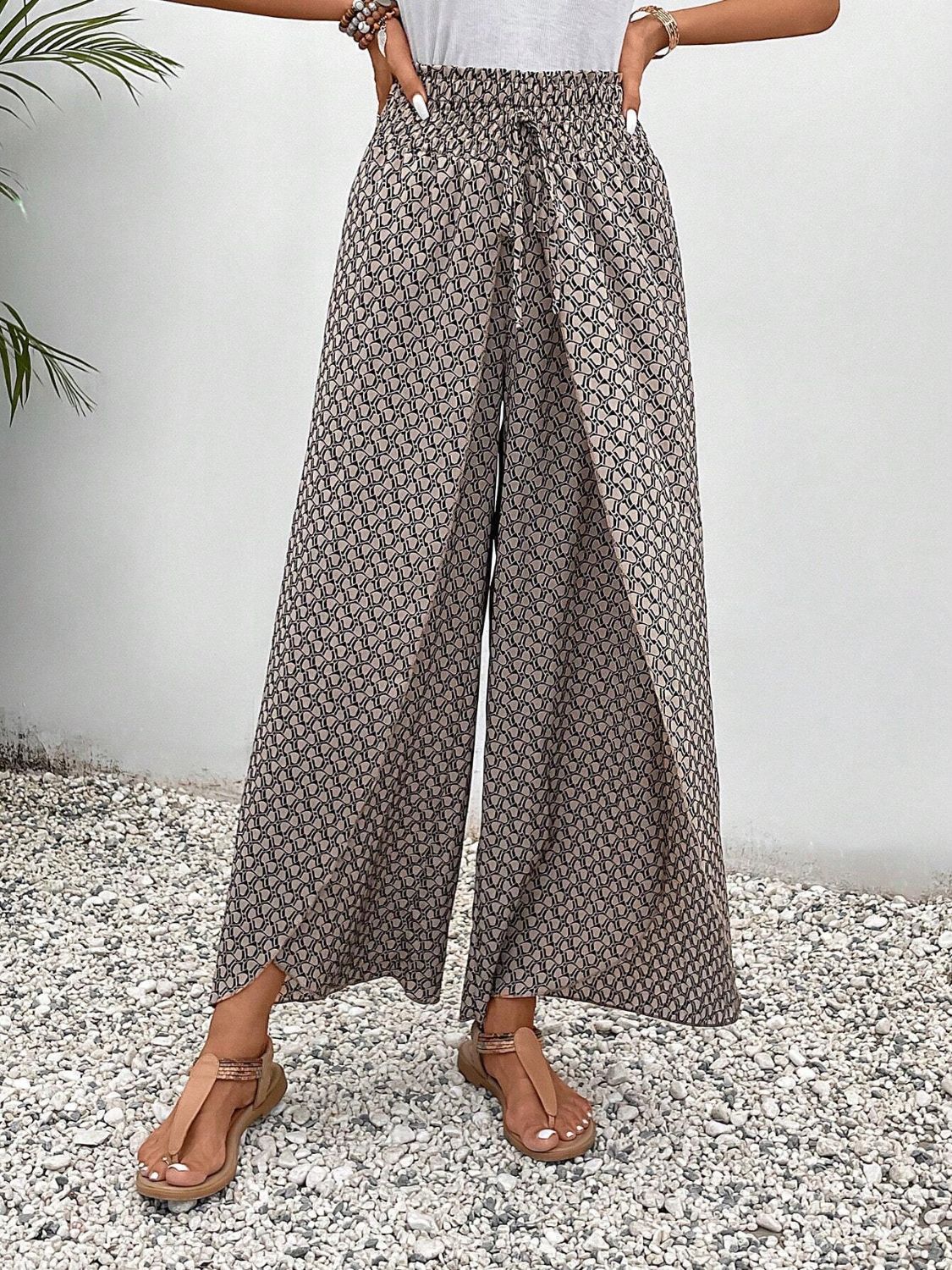 Honeybee Mumford's Tied Printed Wide Leg Pants