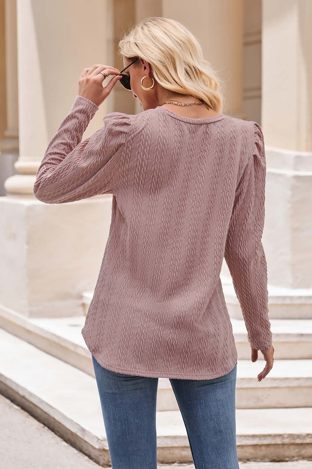 Honeybee Mumford's Round Neck Puff Sleeve Blouse