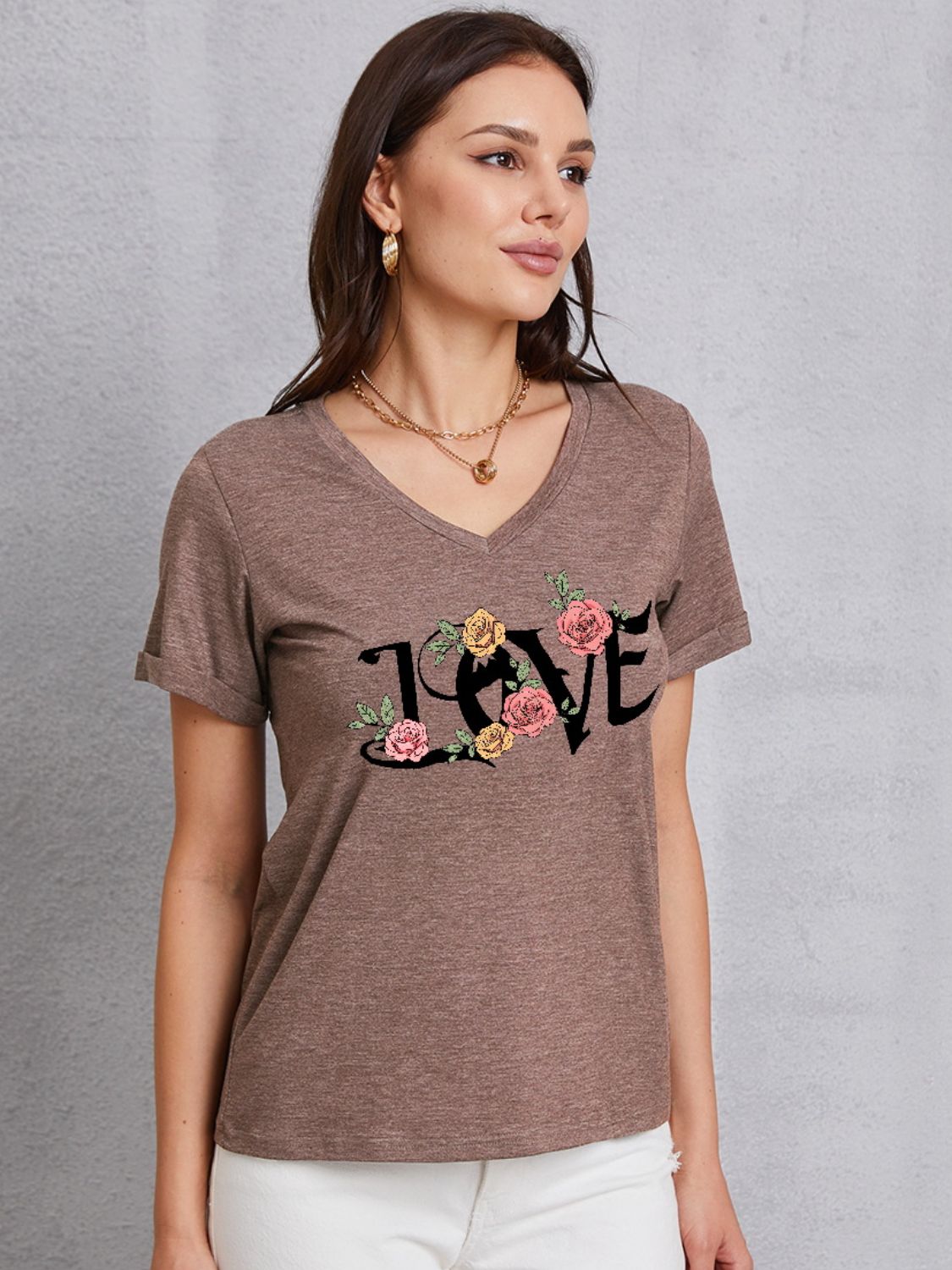 Honeybee Mumford's LOVE V-Neck Short Sleeve T-Shirt