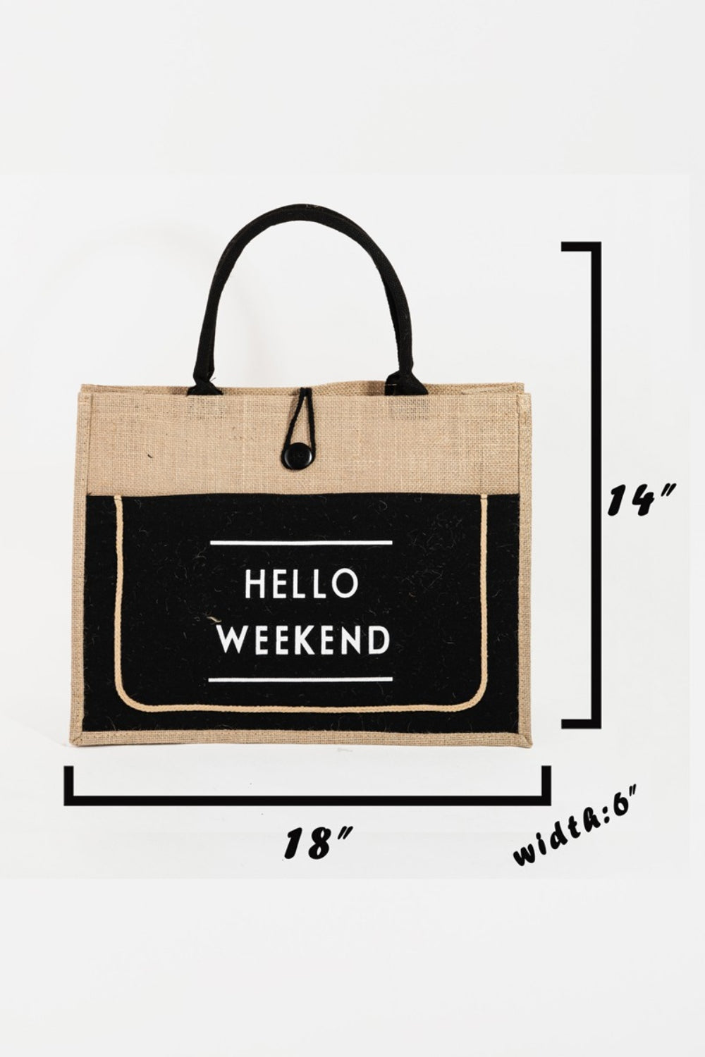 Honeybee Mumford's Honeybee Mumford's Hello Weekend Burlap Tote Bag