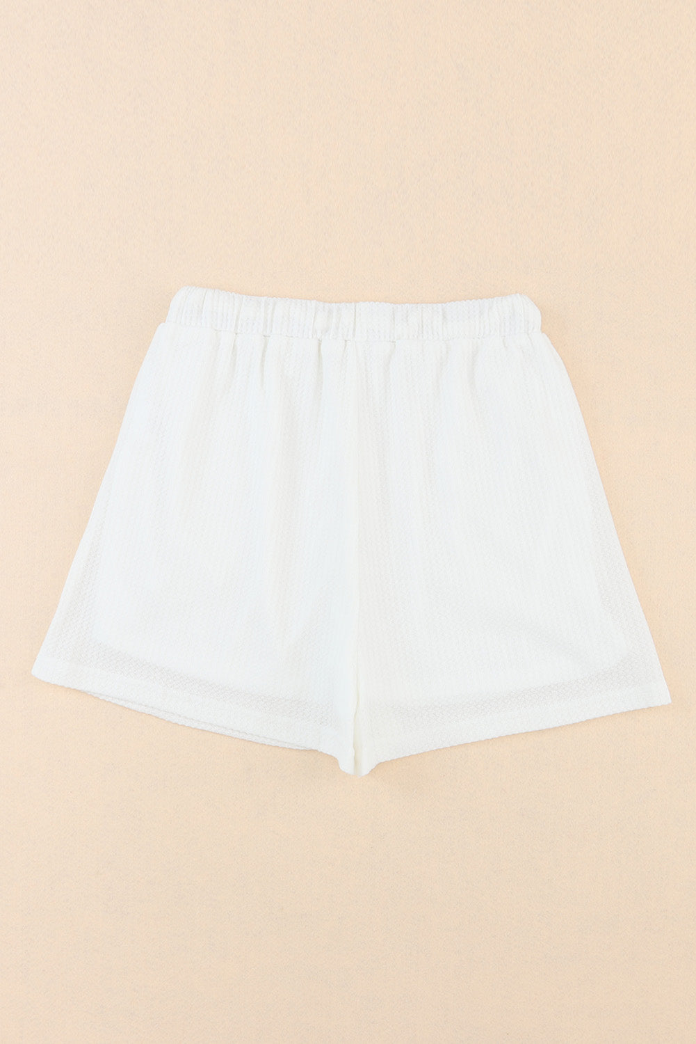 Honeybee Mumford's White Waffle Knit Lace-up High Waist Wide Leg Casual Shorts