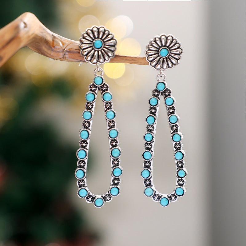 honeybee Mumford's Flower Turquoise Teardrop Earrings