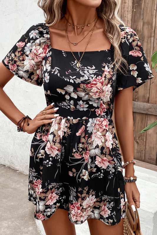 Honeybee Mumford's Floral Cutout Tie Back Romper