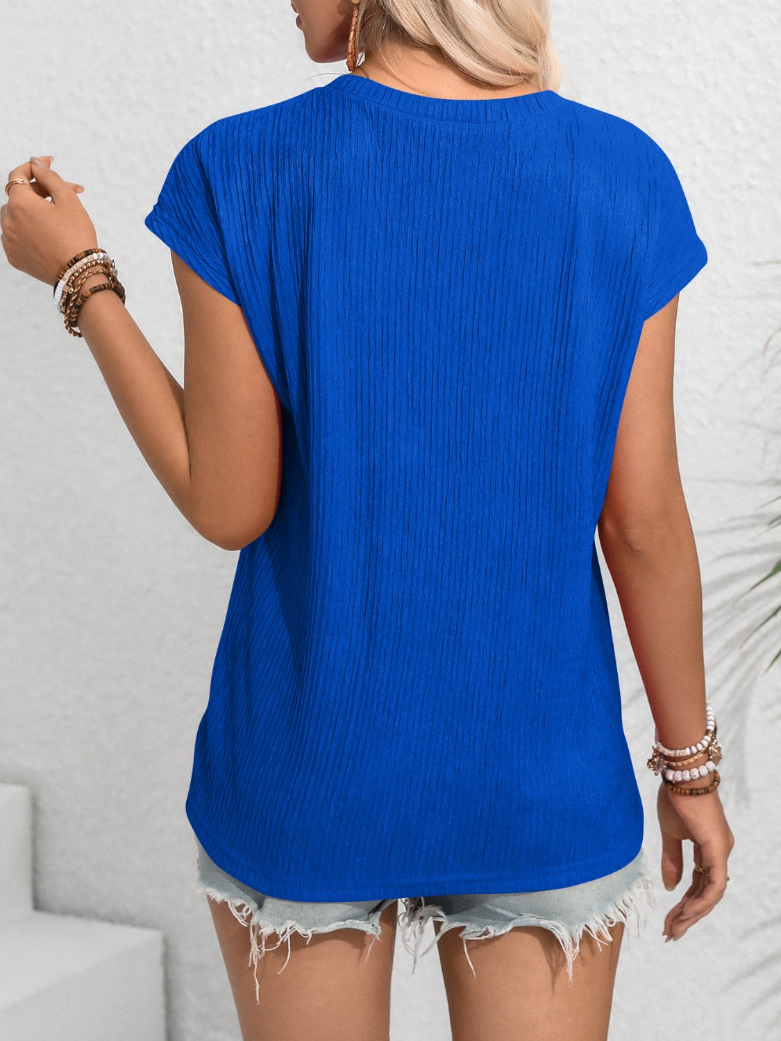 Honeybee Mumford's Round Neck Cap Sleeve Blouse