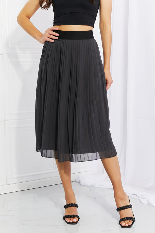 Honeybee Mumford's Full Size Romantic At Heart Pleated Chiffon Midi Skirt