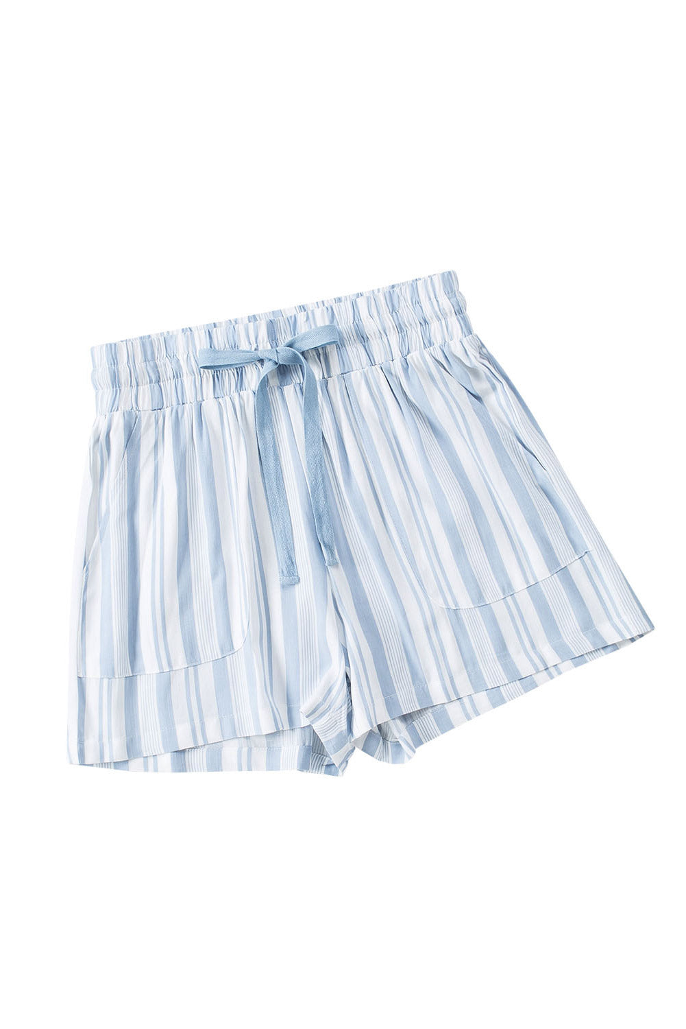 Honeybee Mumford's Sky Blue Vertical Stripes Print Shorts with Pockets