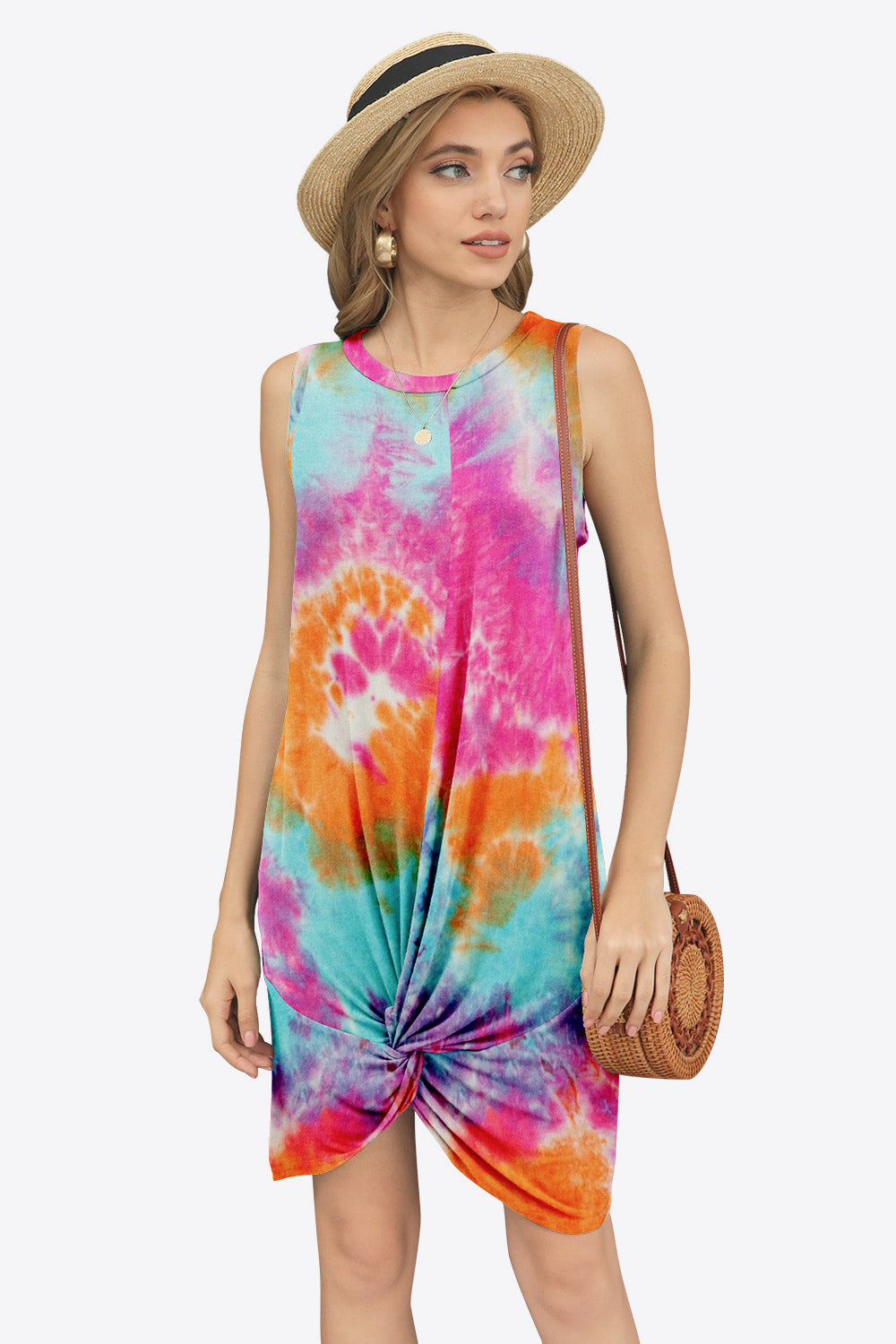 Honeybee Mumford's Tie-Dye Twisted Round Neck Sleeveless Dress