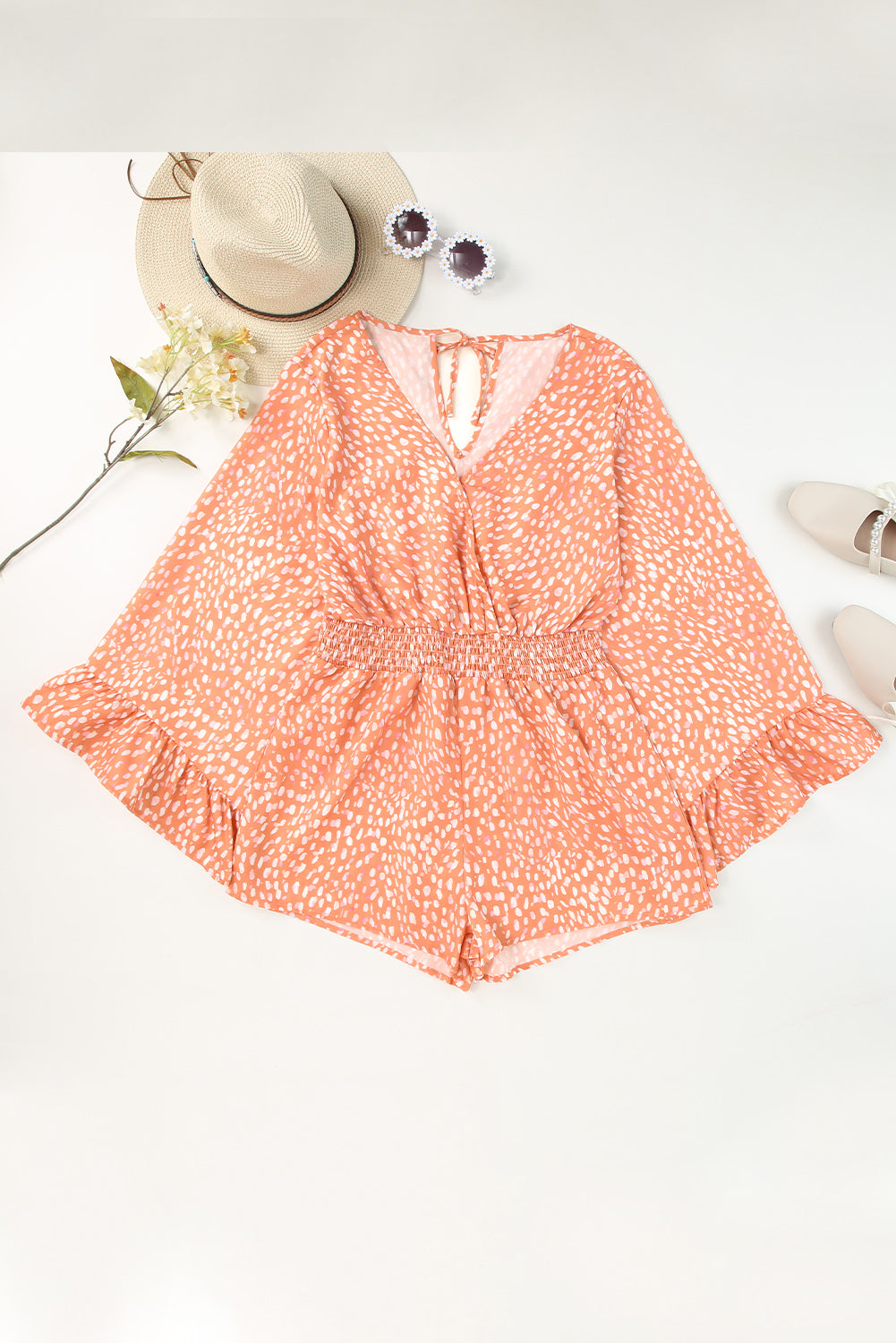 Honeybee Mumford's Orange Animal Spotted Print Romper