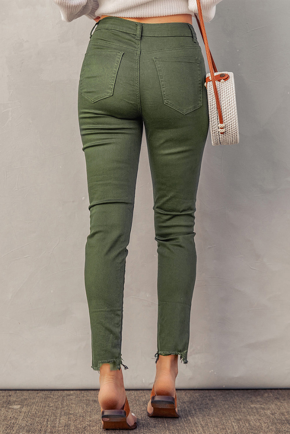 Honeybee Mumford's Gray or Moss green Hem Detail Skinny Jeans