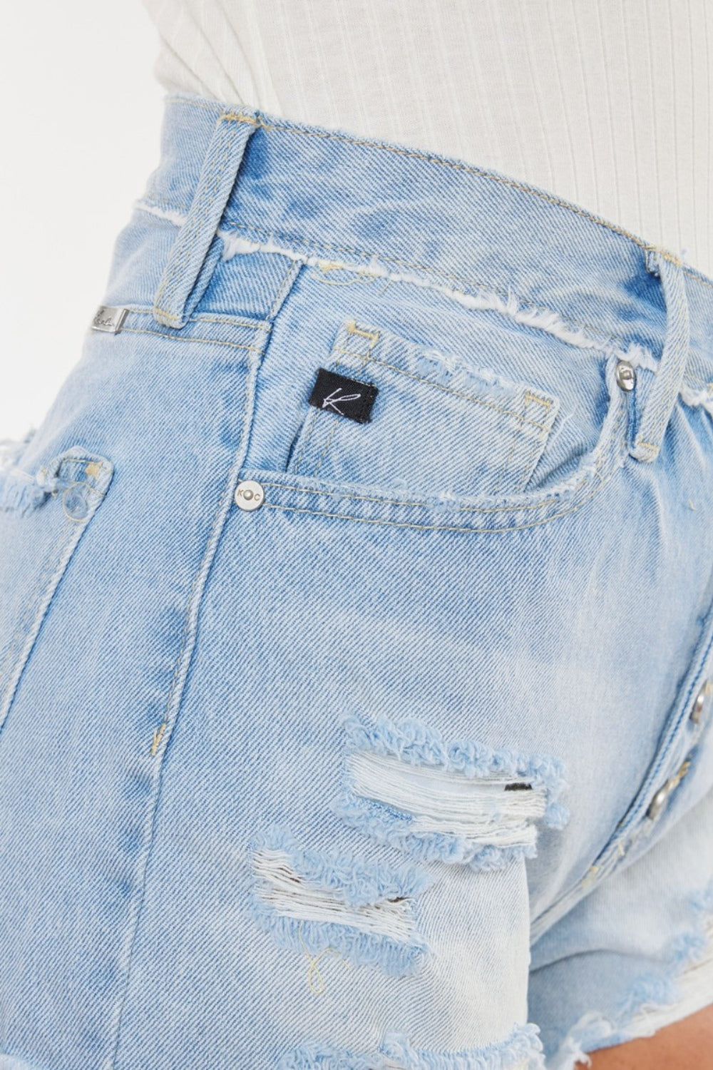 Honeybee Mumford's Distressed Button Fly Denim Shorts