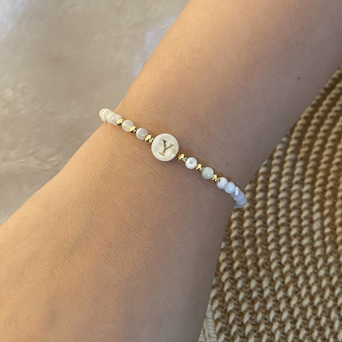 Honeybee Mumford's Shell Letter Bead Bracelet