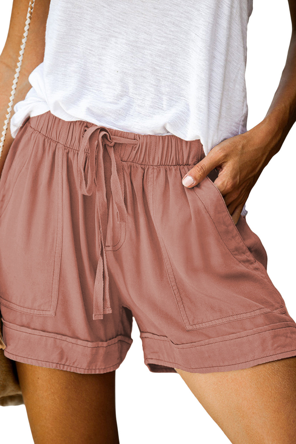 Honeybee Mumford's Pink Strive Pocketed Tencel Shorts