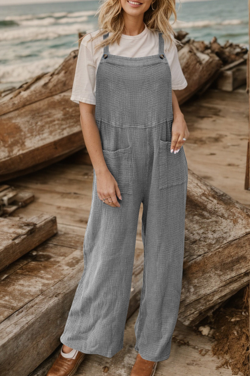 Honeybee Mumford's Full Size Wide Leg Front Pocket Jumpsuit