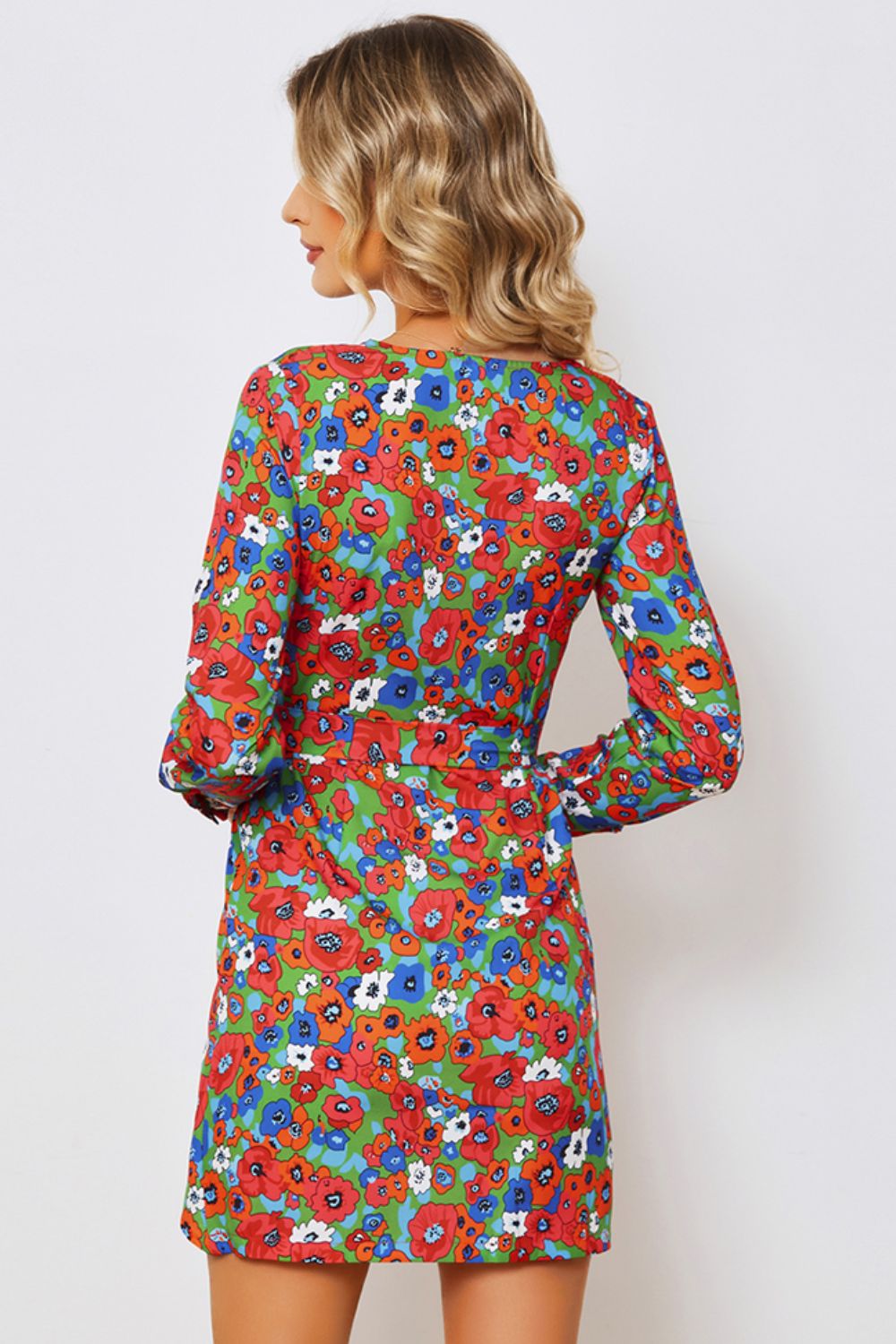 Honeybee Mumford's Floral Tied Long Sleeve Plunge Dress