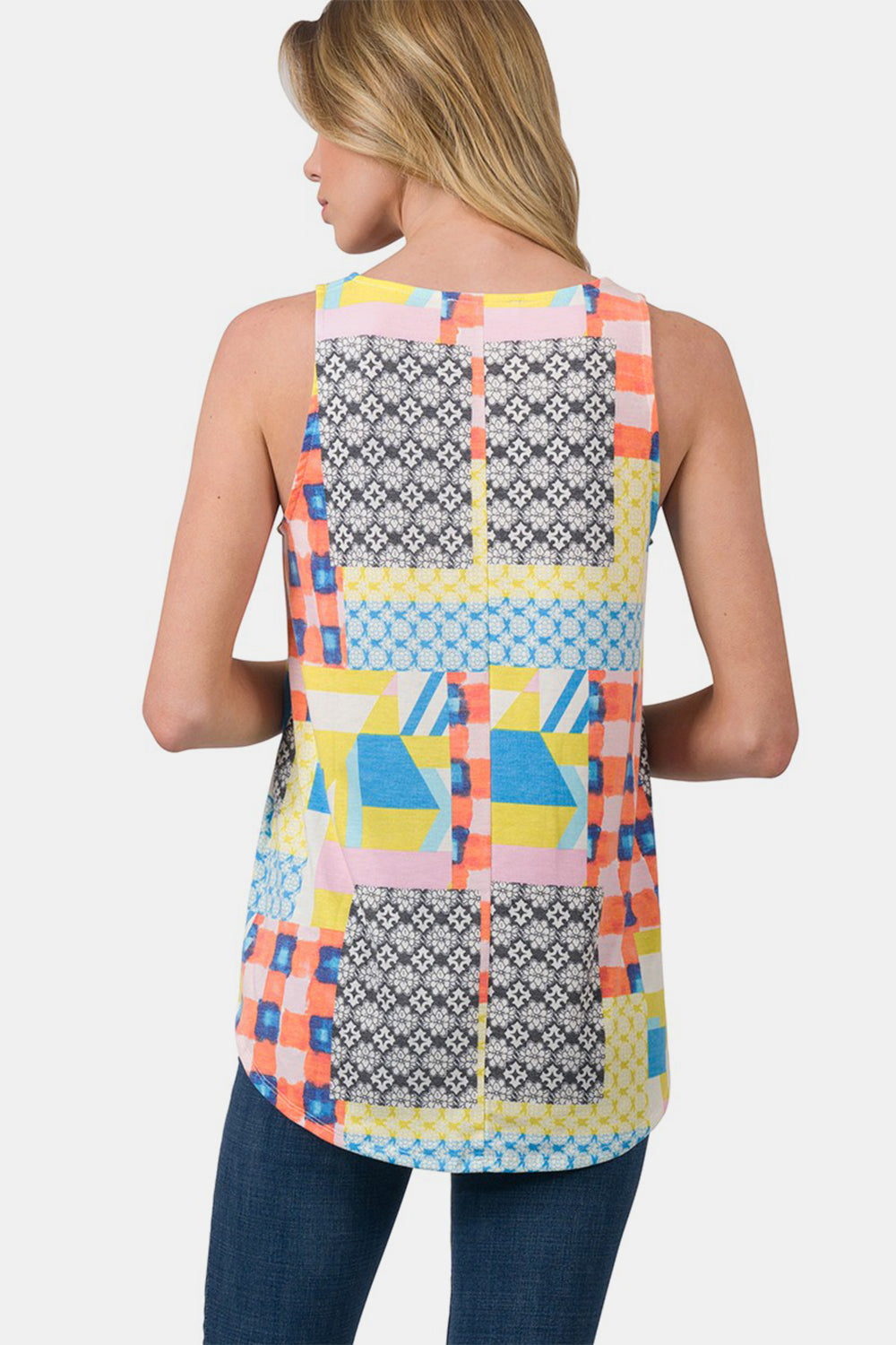 Honeybee Mumford's Printed Round Neck Curved Hem Tank