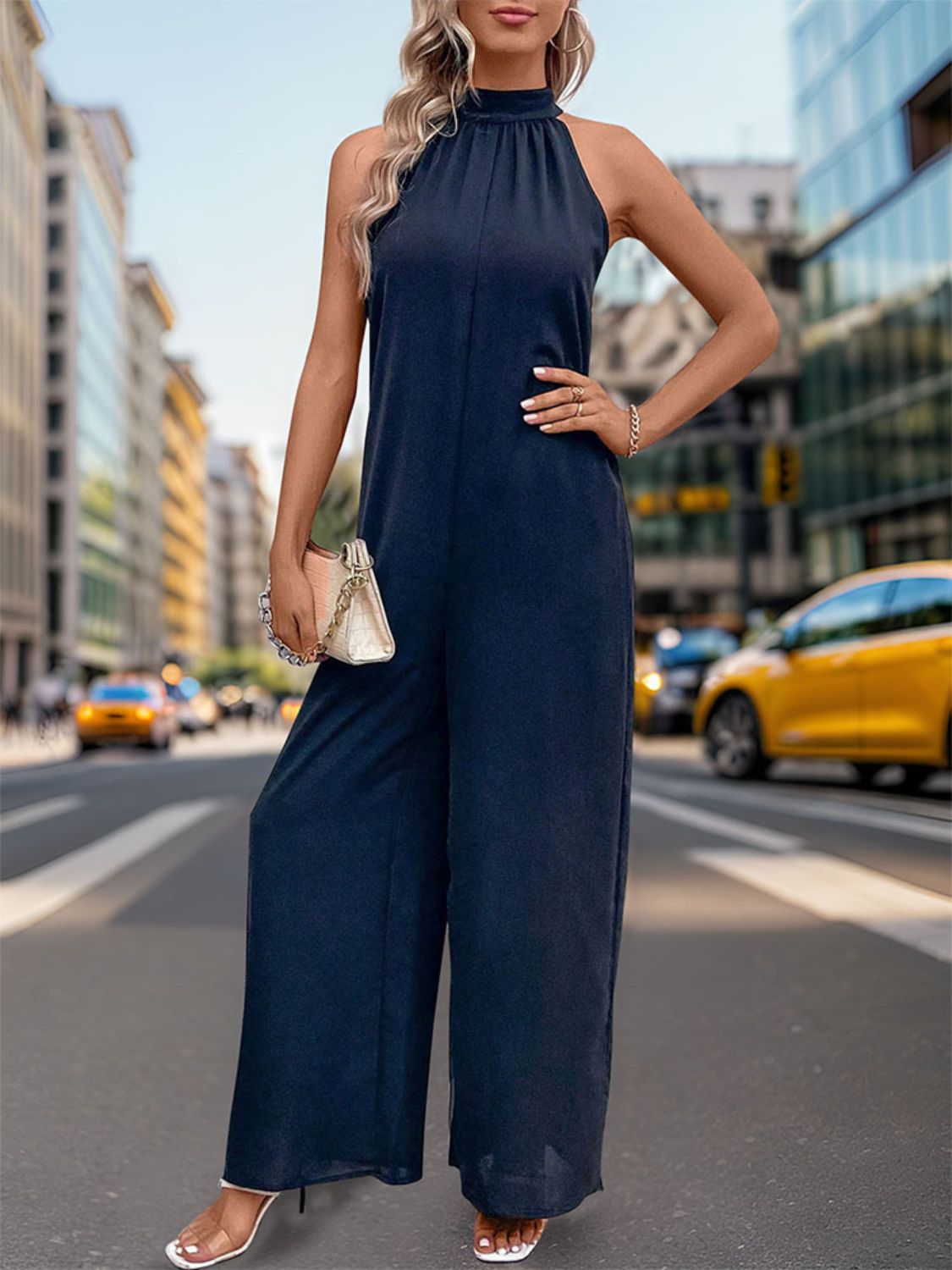 Honeybee Mumford's Tied Grecian Wide Leg Jumpsuit