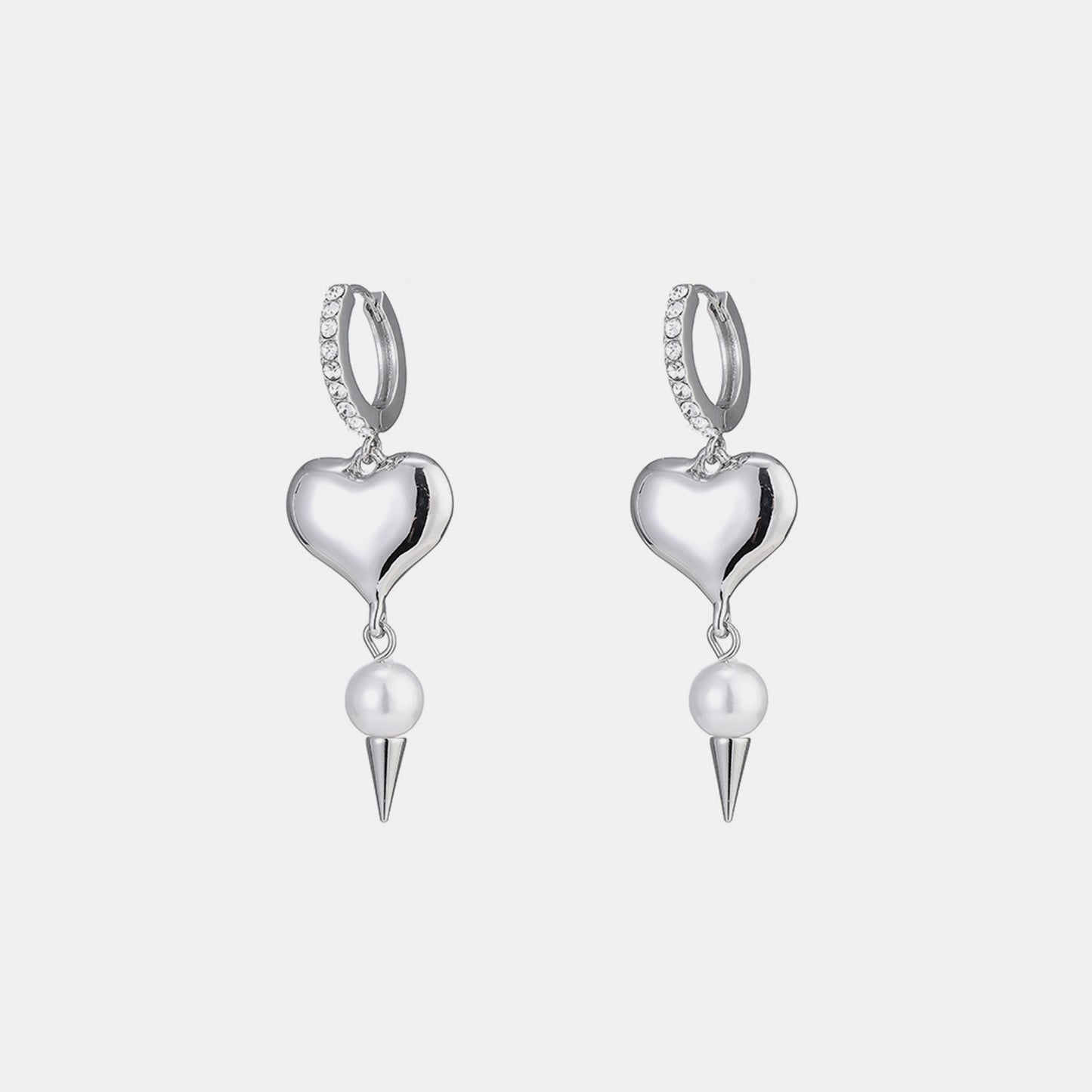 honeybee Mumford's Alloy Rhinestone Pearl Heart Earrings