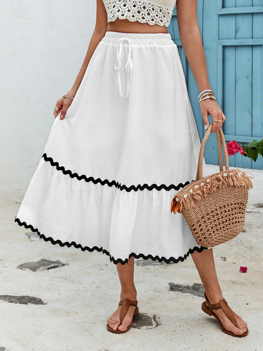 Honeybee Mumford's Tied Contrast Trim High Waist Skirt