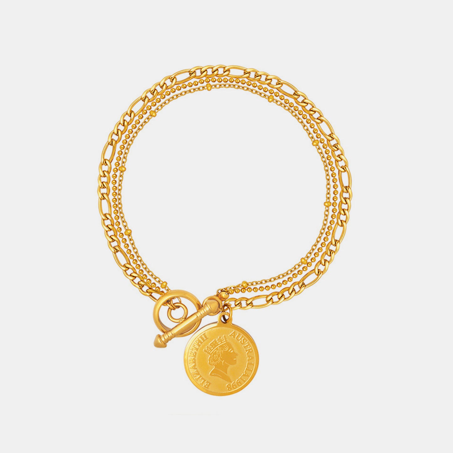 honeybee Mumford's Coin Pendant Toggle clasp 18K Gold-Plated Bracelet