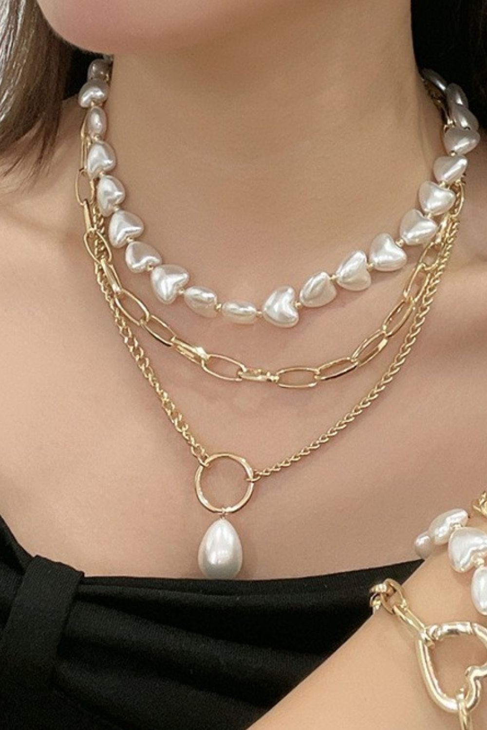 Honeybee Mumford's Three-Layered Pearl Necklace