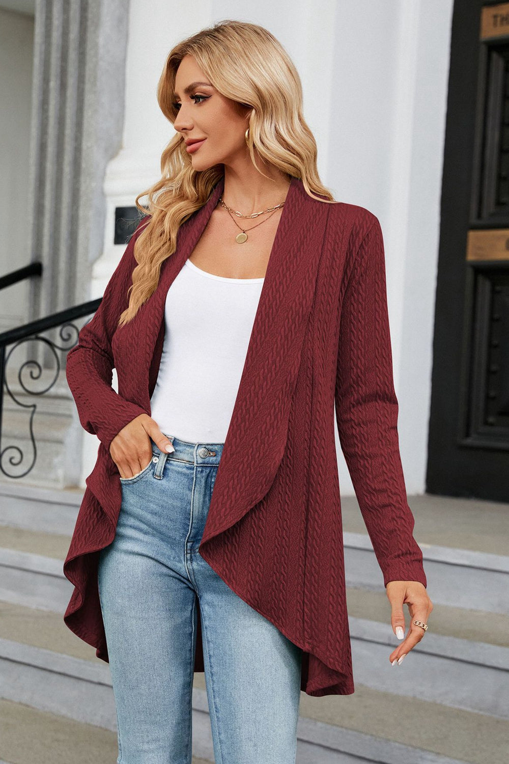 Honeybee Mumford's Open Front Long Sleeve Cardigan