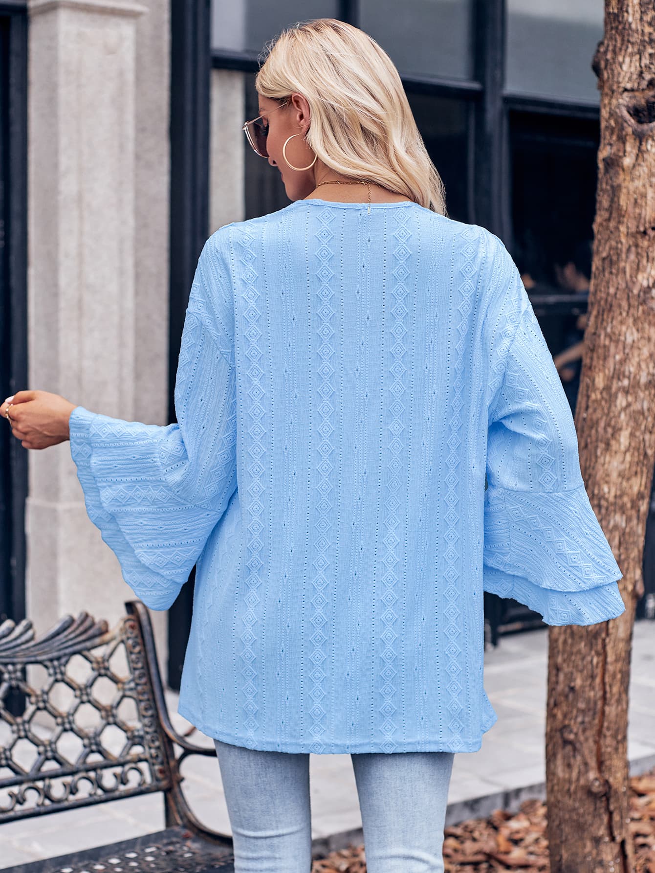 Honeybee Mumford's Eyelet Bell Sleeve Cardigan