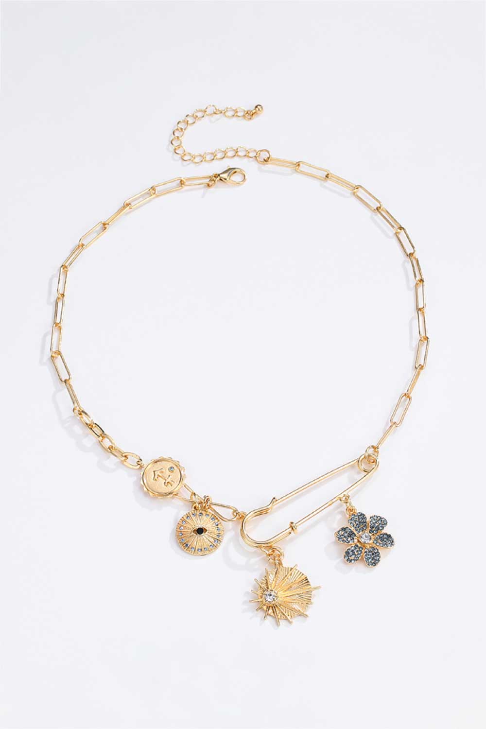 honeybee Mumford's Rhinestone Flower Paperclip Chain Necklace