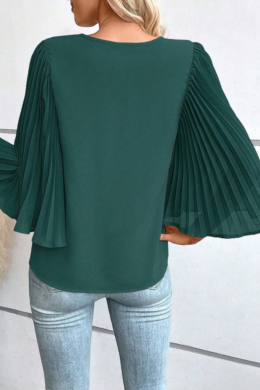 Honeybee Mumford's Pleated Flutter Sleeve V-Neck Blouse