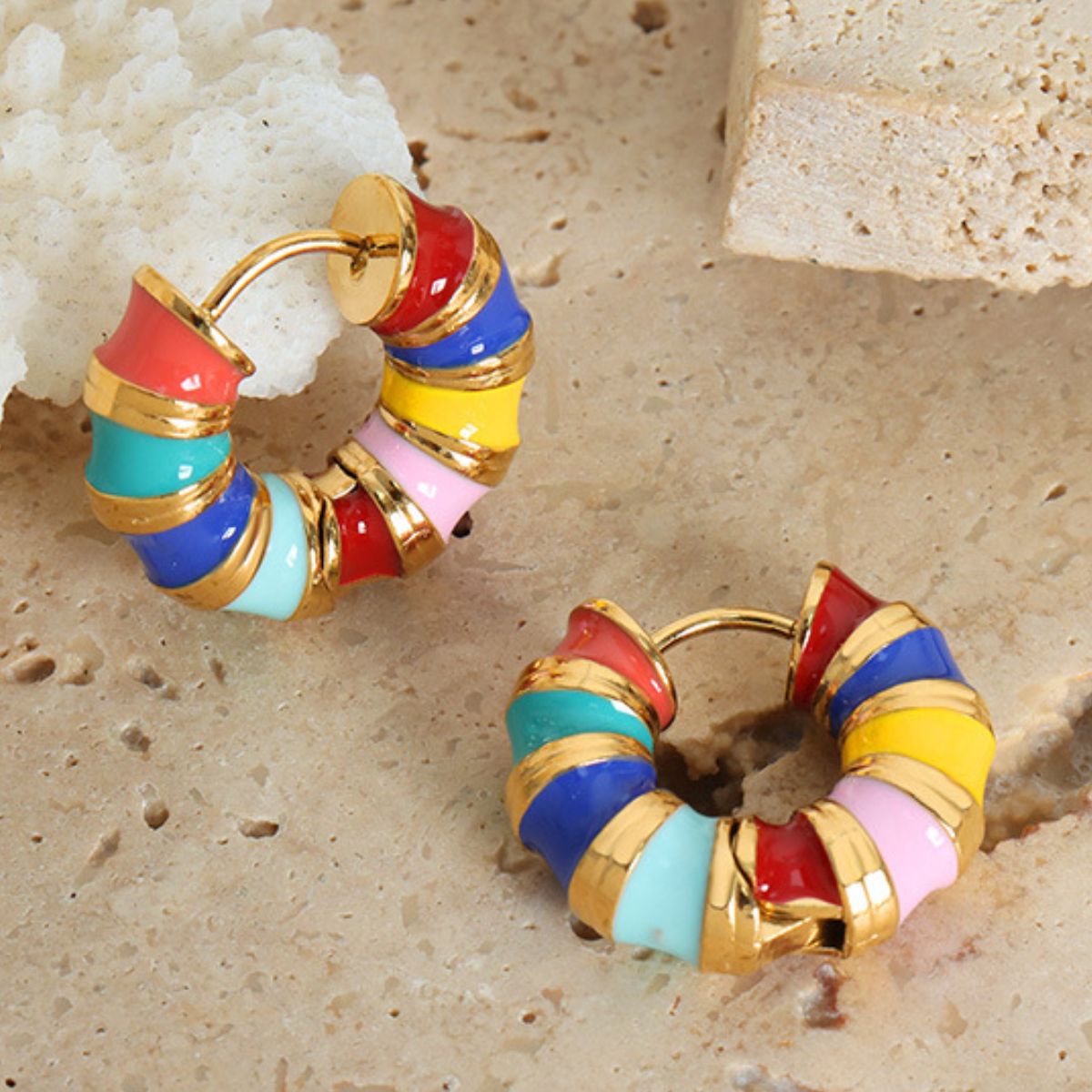 honeybee Mumford's Enamel Hoop Earrings