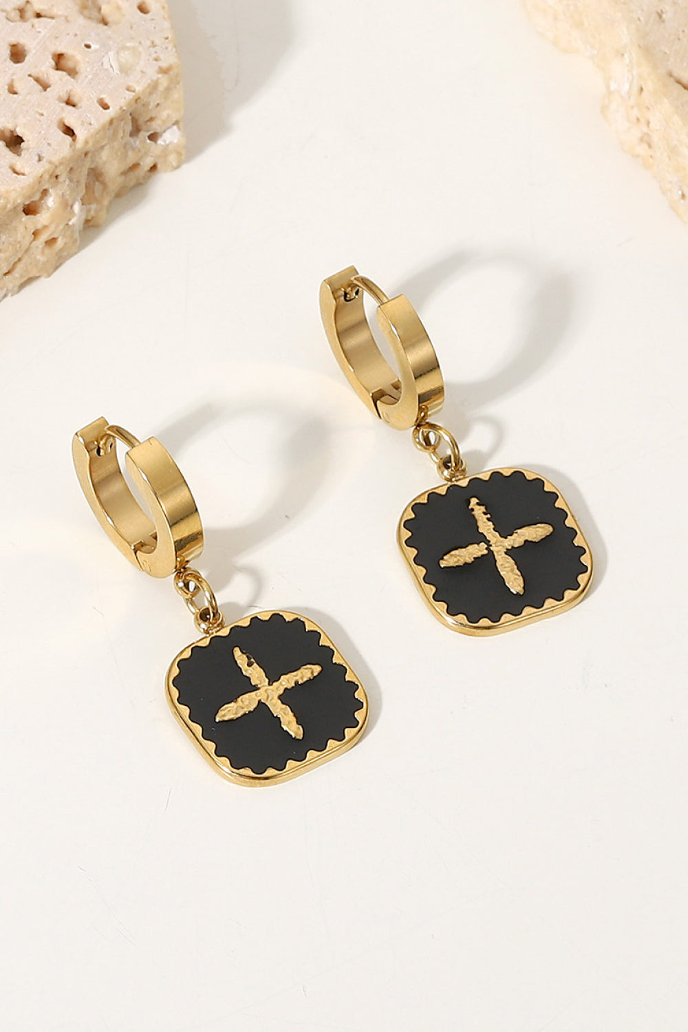 honeybee Mumford's Plus Sign Square Shape Drop Earrings