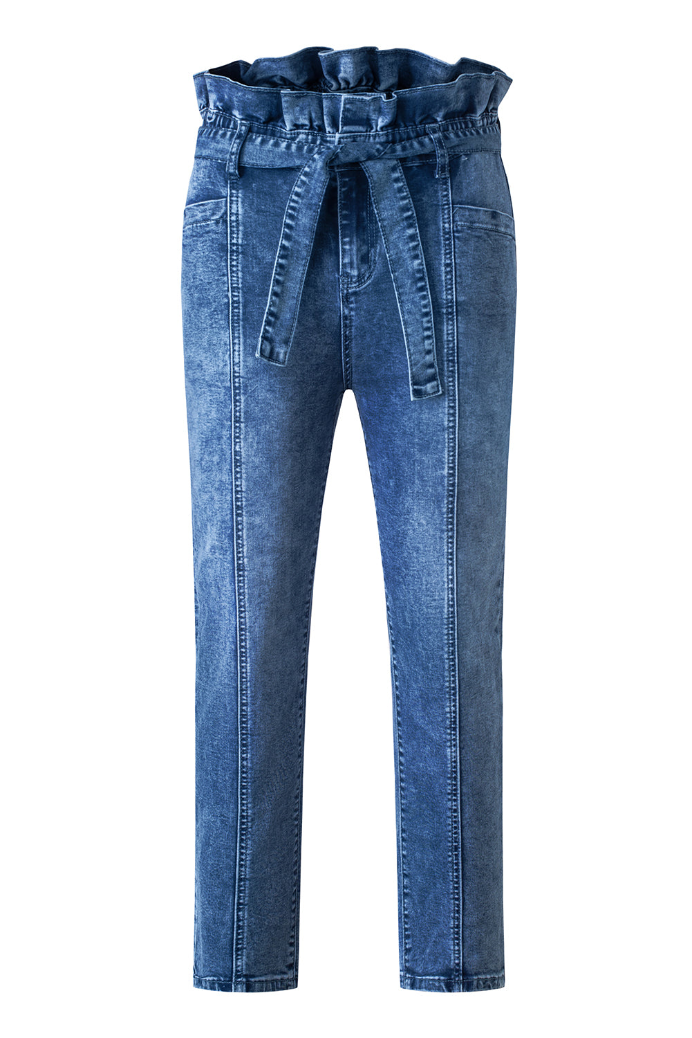 Honeybee Mumford's Blue Seamed Stitching High Waist Knot Skinny Jeans